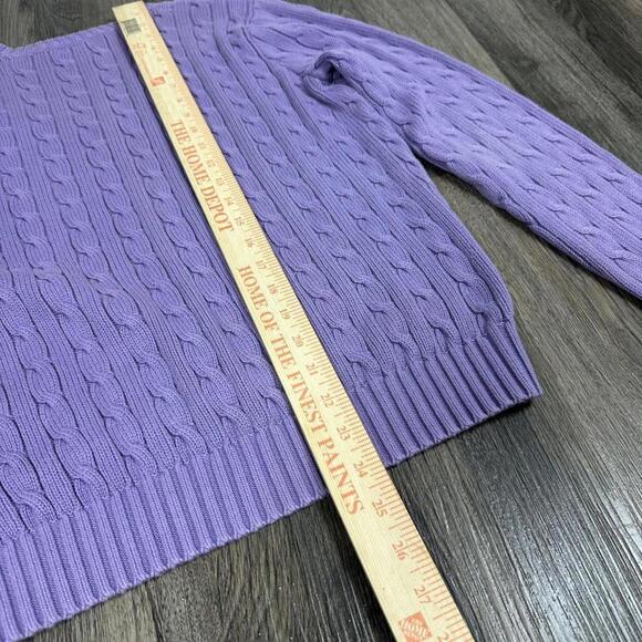 Polo Ralph Lauren sport 3d cable knit woman’s cropped purple sweater lilac XL - Picture 5 of 6